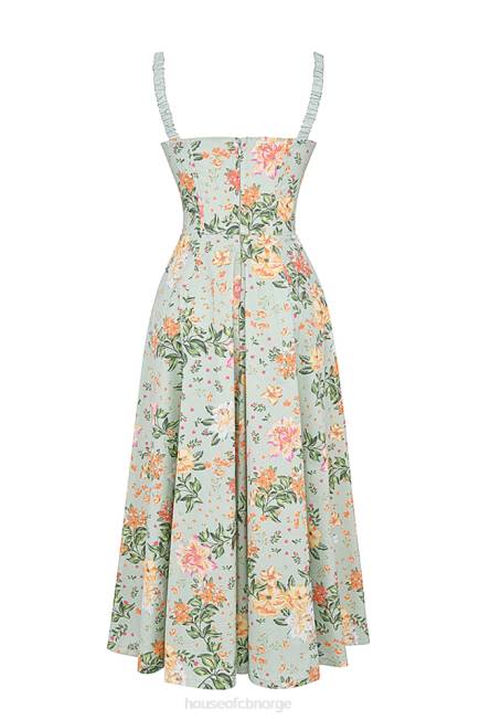 klær sabrina light jade print bustier sundress House of CB J6RL249