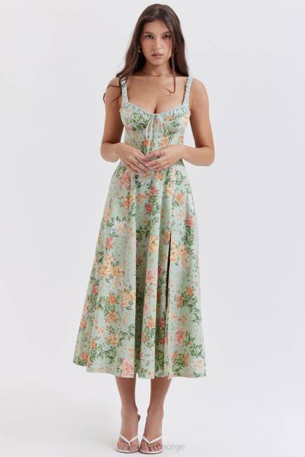 klær sabrina light jade print bustier sundress House of CB J6RL249