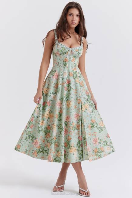 klær sabrina light jade print bustier sundress House of CB J6RL249