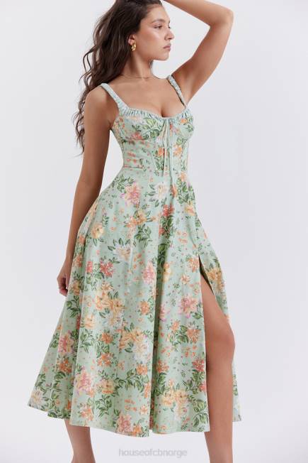 klær sabrina light jade print bustier sundress House of CB J6RL249