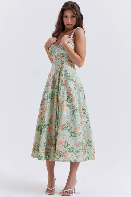 klær sabrina light jade print bustier sundress House of CB J6RL249
