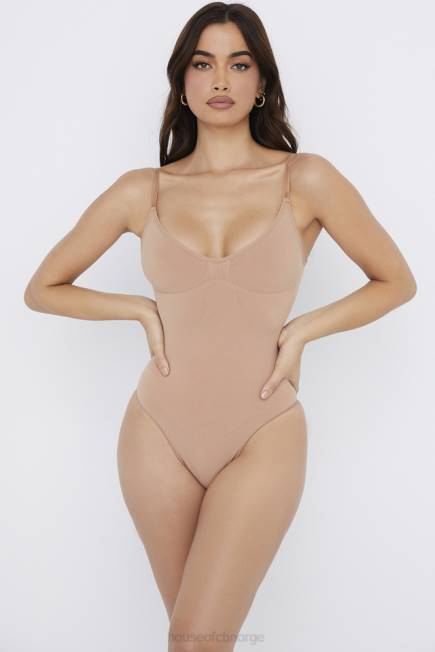 klær sculpting string bodysuit cafe au lait House of CB J6RL1265