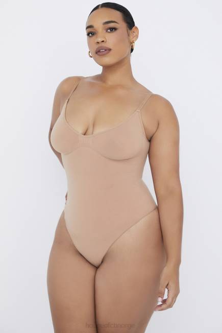 klær sculpting string bodysuit cafe au lait House of CB J6RL1265