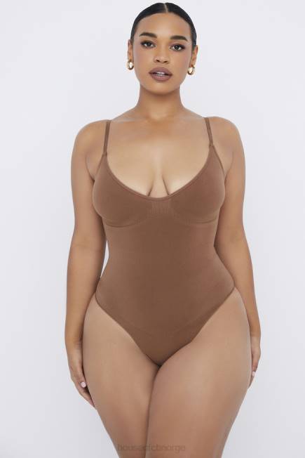 klær sculpting string bodysuit mokka House of CB J6RL1264