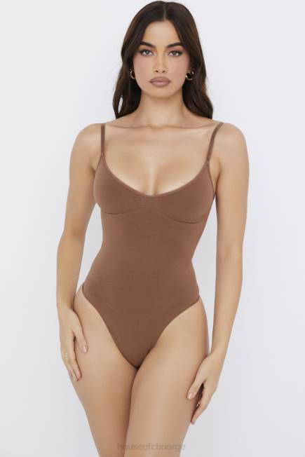 klær sculpting string bodysuit mokka House of CB J6RL1264