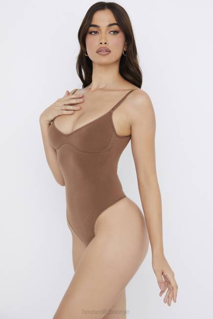 klær sculpting string bodysuit mokka House of CB J6RL1264