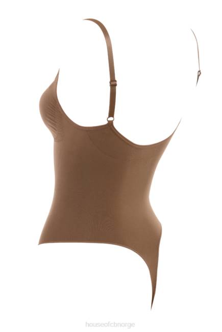 klær sculpting string bodysuit mokka House of CB J6RL1264