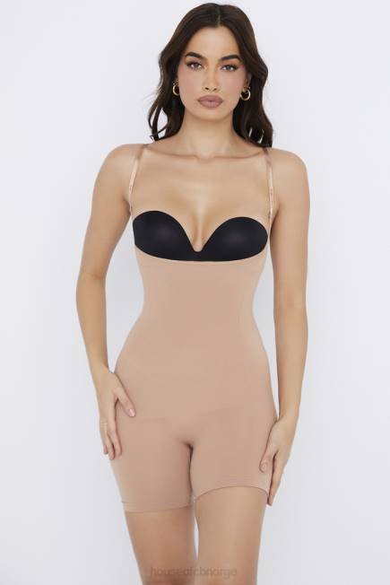 klær skulpturer bodysuit på midten av låret cafe au lait House of CB J6RL1277