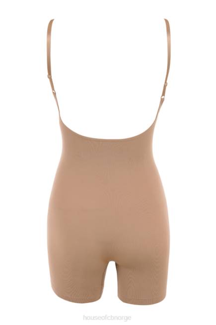 klær skulpturer bodysuit på midten av låret cafe au lait House of CB J6RL1277