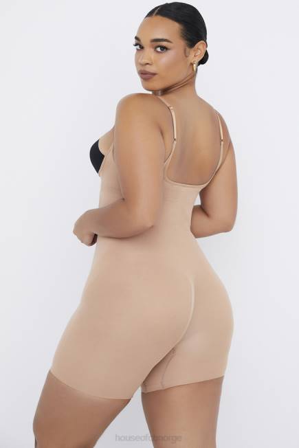 klær skulpturer bodysuit på midten av låret cafe au lait House of CB J6RL1277