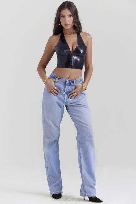 klær ariadne svart latex grime topp House of CB J6RL662