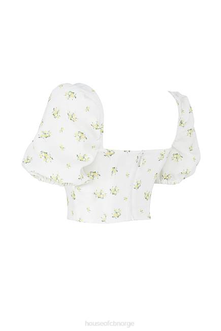 klær arianna ivory floral puffermet cropped topp House of CB J6RL742
