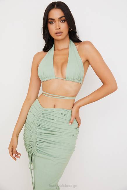 klær calypso salvie halter neck rynket bustier topp House of CB J6RL753