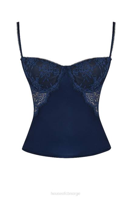 klær cecilie navy cami-topp i sateng og blonder House of CB J6RL680