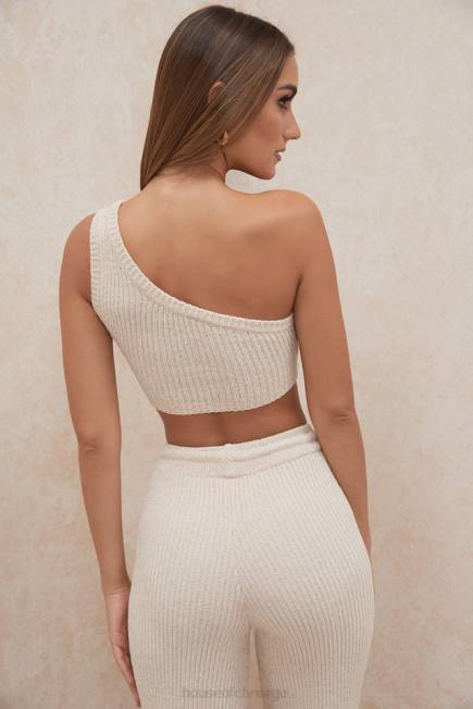klær charlie cream chenille en skulder crop top House of CB J6RL781