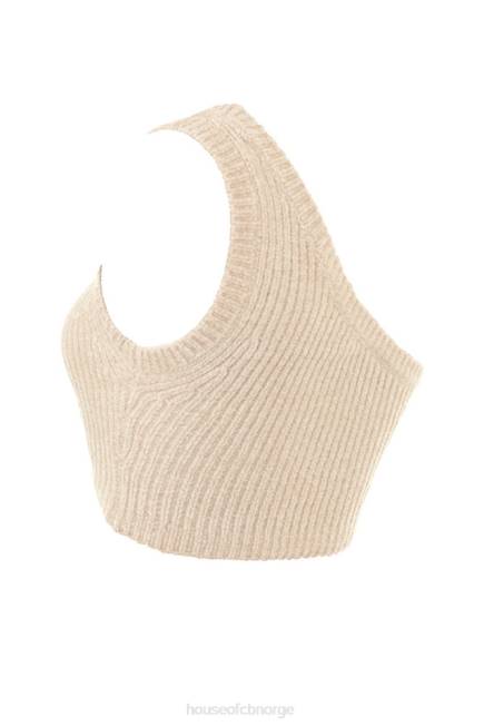 klær charlie cream chenille en skulder crop top House of CB J6RL781