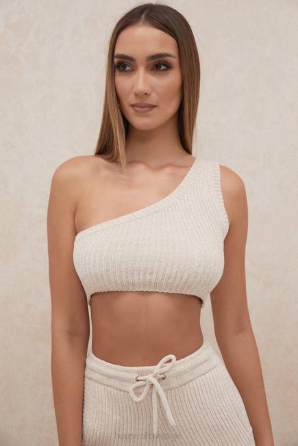 klær charlie cream chenille en skulder crop top House of CB J6RL781