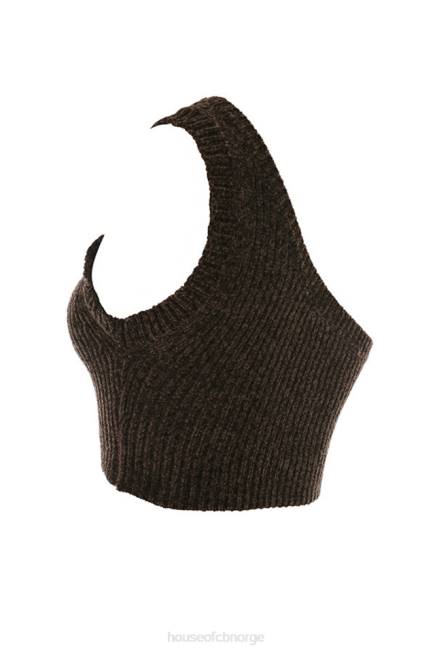 klær charlie sjokolade chenille en skulder crop top House of CB J6RL782