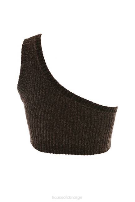 klær charlie sjokolade chenille en skulder crop top House of CB J6RL782
