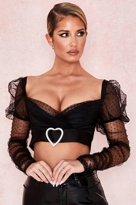 klær clara samlet mesh hjertespenne topp House of CB J6RL810