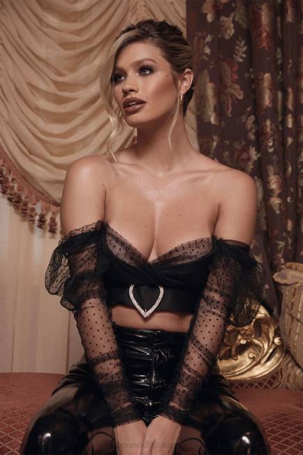klær clara samlet mesh hjertespenne topp House of CB J6RL810