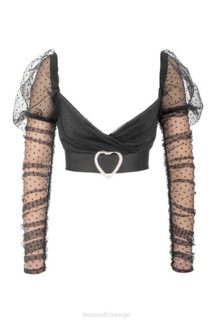 klær clara samlet mesh hjertespenne topp House of CB J6RL810