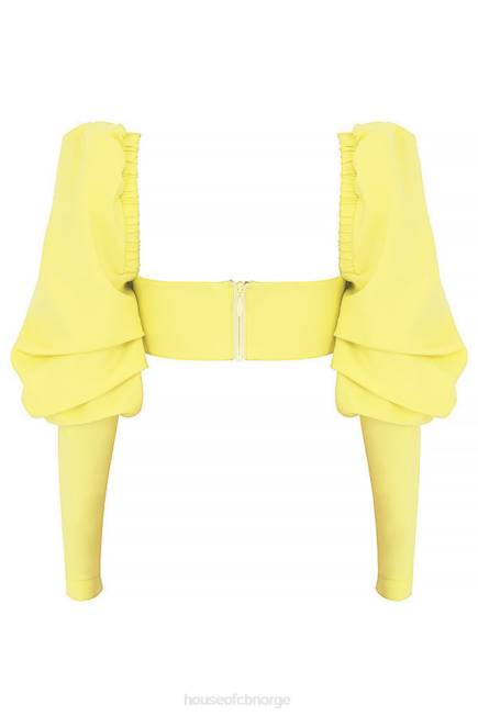 klær elskerinne rocks tøff kjærlighet sitron puff sleeve cropped topp House of CB J6RL754