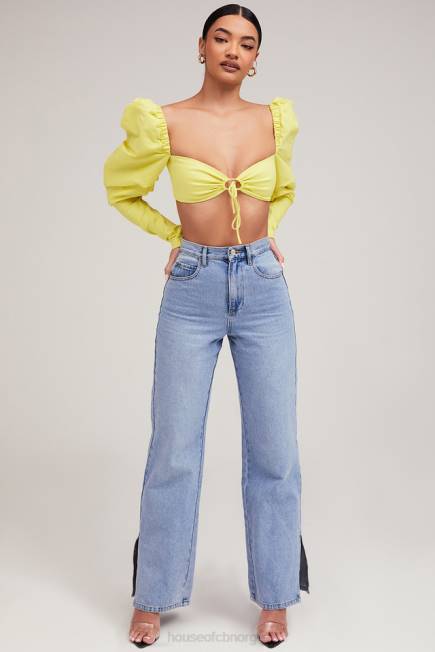klær elskerinne rocks tøff kjærlighet sitron puff sleeve cropped topp House of CB J6RL754