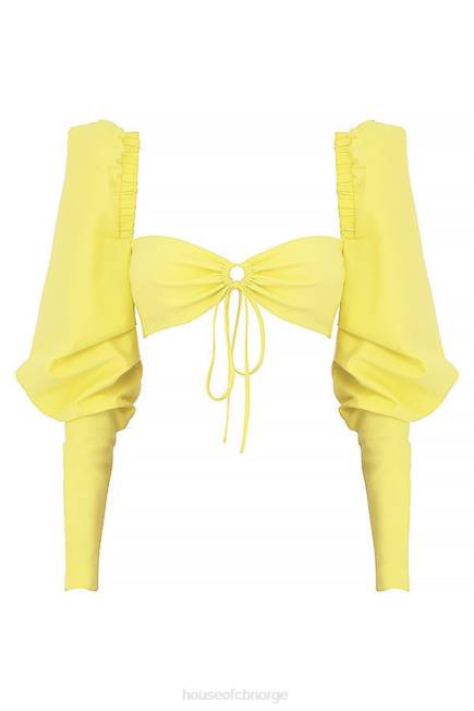 klær elskerinne rocks tøff kjærlighet sitron puff sleeve cropped topp House of CB J6RL754