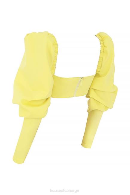 klær elskerinne rocks tøff kjærlighet sitron puff sleeve cropped topp House of CB J6RL754