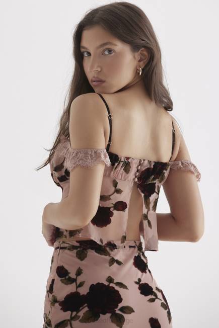 klær graciela støvete rosa devore topp House of CB J6RL684