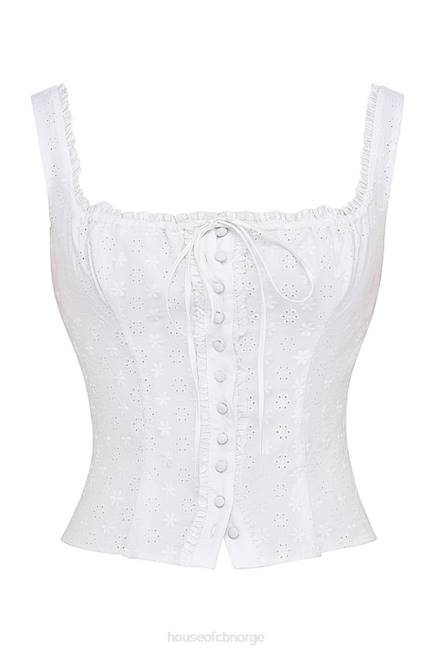 klær juana hvit broderie anglaise topp House of CB J6RL676