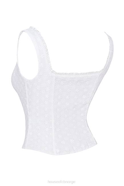 klær juana hvit broderie anglaise topp House of CB J6RL676