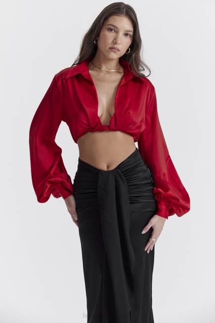 klær laraine kirsebær silke blouson topp House of CB J6RL673