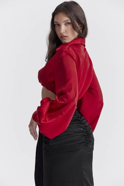 klær laraine kirsebær silke blouson topp House of CB J6RL673