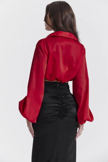 klær laraine kirsebær silke blouson topp House of CB J6RL673