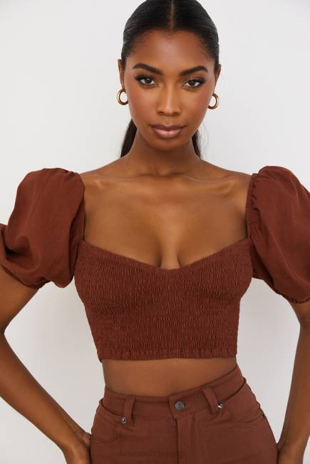 klær lavanna kakao puffermet cropped topp House of CB J6RL748