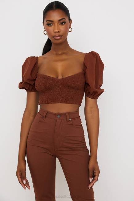 klær lavanna kakao puffermet cropped topp House of CB J6RL748