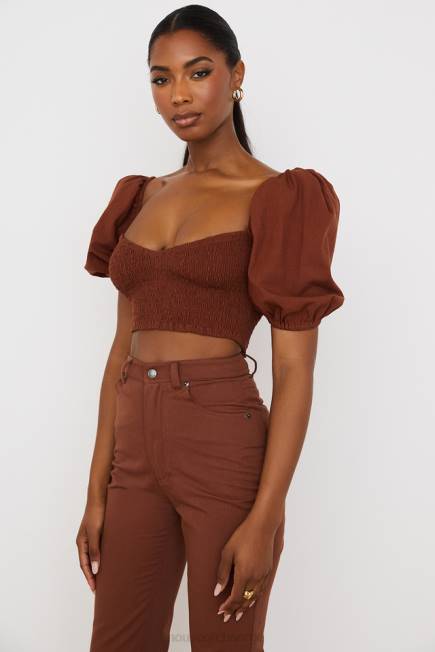klær lavanna kakao puffermet cropped topp House of CB J6RL748