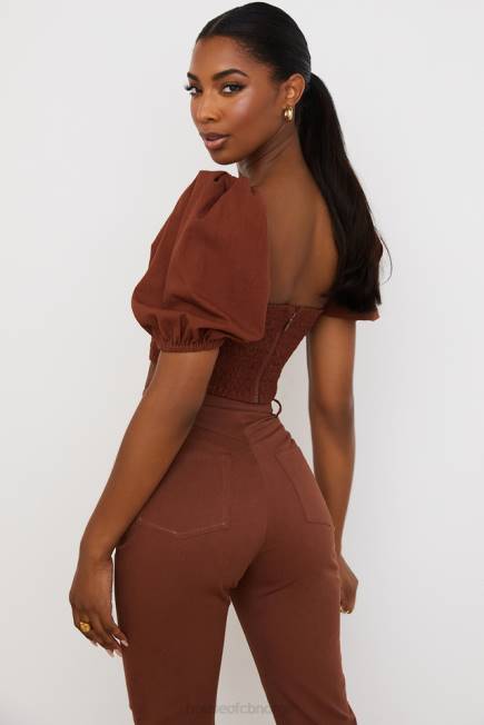 klær lavanna kakao puffermet cropped topp House of CB J6RL748