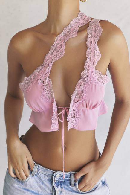 klær lorena rosa flytende cropped topp House of CB J6RL711