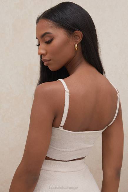 klær lorna krem ​​fluffy strikket crop top House of CB J6RL779