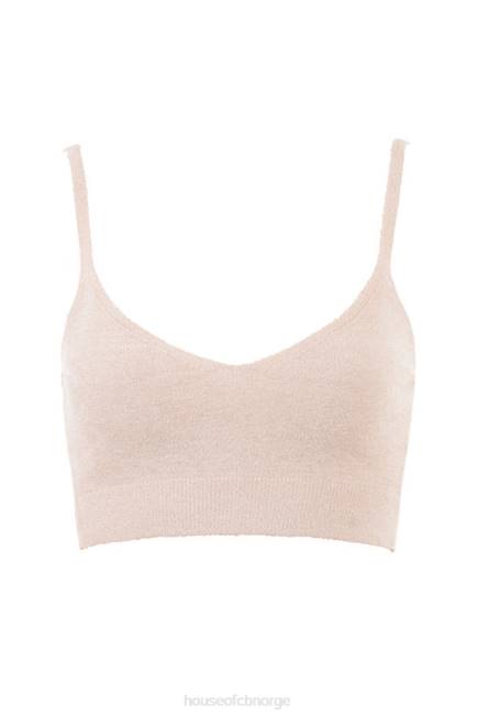 klær lorna krem ​​fluffy strikket crop top House of CB J6RL779