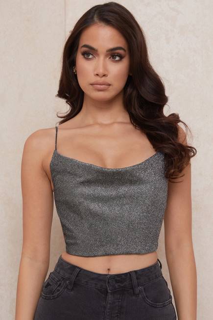 klær lulia sølv crop topp House of CB J6RL774
