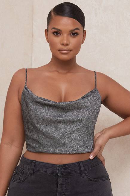 klær lulia sølv crop topp House of CB J6RL774