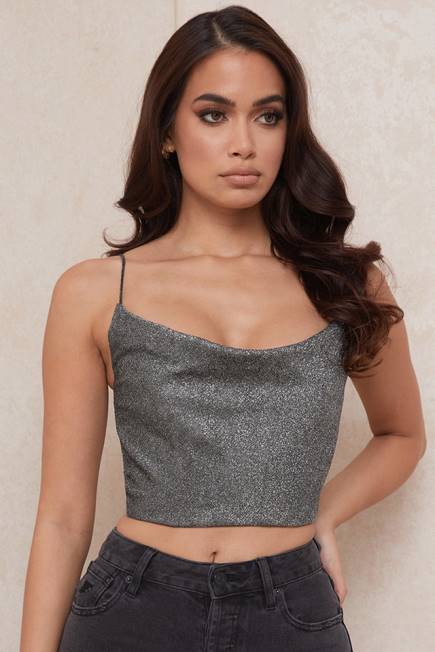 klær lulia sølv crop topp House of CB J6RL774