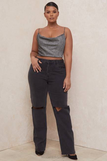klær lulia sølv crop topp House of CB J6RL774