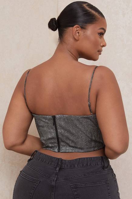 klær lulia sølv crop topp House of CB J6RL774