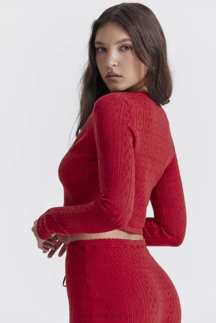 klær perla kirsebær ribbestrikket topp House of CB J6RL675
