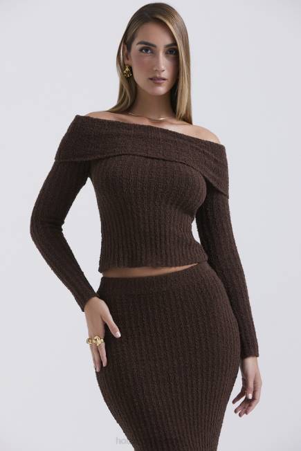 klær safran sjokolade myk boucle strikket topp House of CB J6RL656